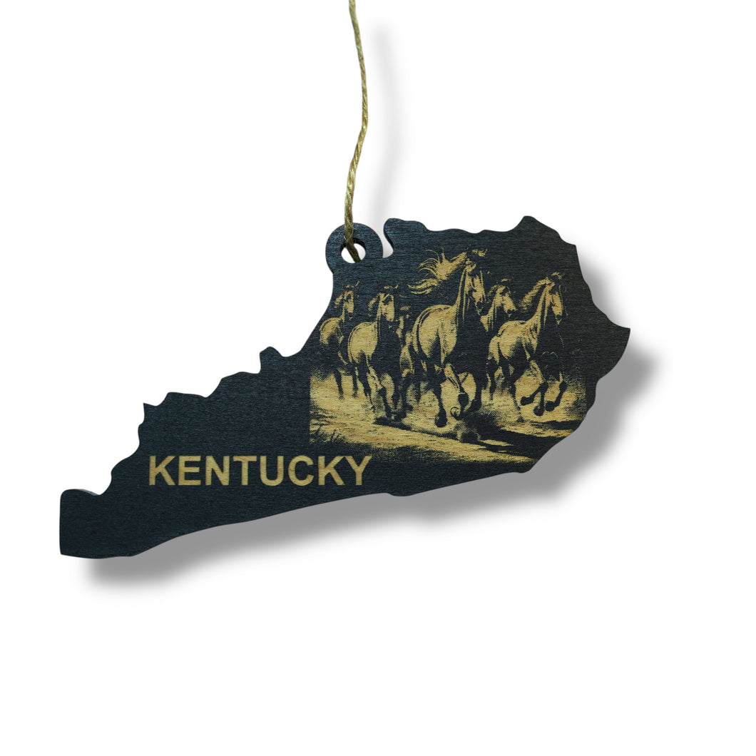 Ornament - Black - Kentucky with Horses