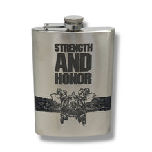 Load image into Gallery viewer, 8oz Strength and Honor Stainless Steel Flask