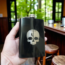 Load image into Gallery viewer, 8oz BLACK Lineman Skull Flask