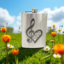 Load image into Gallery viewer, 8oz Without Music Life would be Flat Stainless Steel Flask