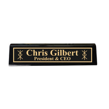 Load image into Gallery viewer, Desk Wedge Name Plate - PERSONALIZED - Viking Protection Rune - 11 Inches