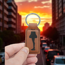 Load image into Gallery viewer, Keychain - Rectangle - Leg Lamp - Leather