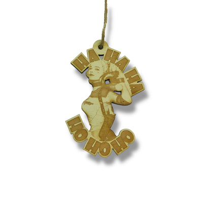 Ornament - Ha Ha Ha Ho Ho Ho - Raw Wood 3x4in