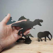 Load image into Gallery viewer, Ornament - Black - Animal Silhouette Set of 6 - T-rex, Elephant, Unicorn, Horse, Bear, Rabbit