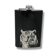 Load image into Gallery viewer, 8oz Black - Tiger - Black Flask