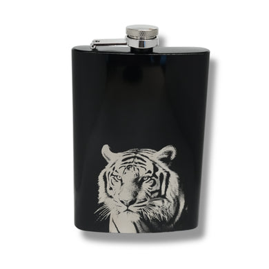8oz Black - Tiger - Black Flask