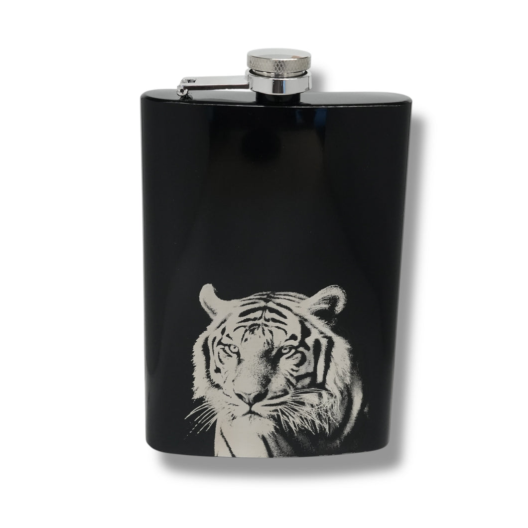 8oz Black - Tiger - Black Flask