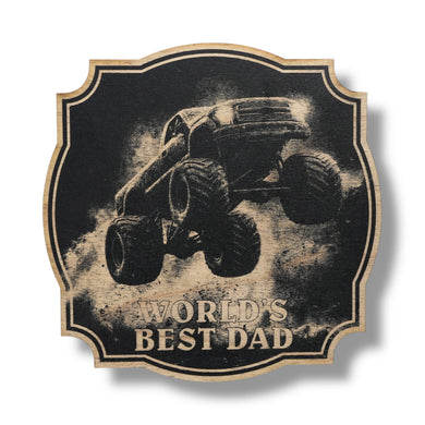 Sign - Black - Worlds best dad with truck