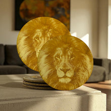 Load image into Gallery viewer, Coasters - Lion Set of 2 Raw Wood