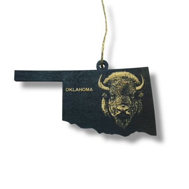 Ornament - Black - Oklahoma with Bison