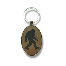 Load image into Gallery viewer, Keychain - Oval/Metal - Bigfoot Sasquatch - Leather