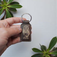 Load image into Gallery viewer, Keychain - Rectangle - Burrowing Owl - Leather