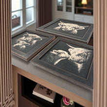 Load image into Gallery viewer, Framed Art - CUSTOM - Highland Cow SET of 3 Pictures