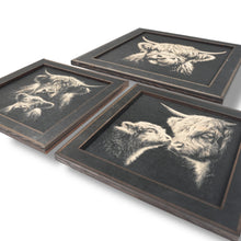 Load image into Gallery viewer, Framed Art - CUSTOM - Highland Cow SET of 3 Pictures