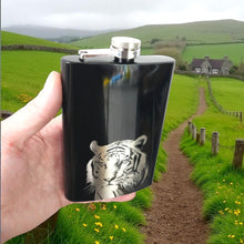 Load image into Gallery viewer, 8oz Black - Tiger - Black Flask