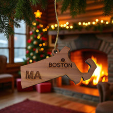 Load image into Gallery viewer, Ornament - CUSTOM - Massachusetts State with Cities
