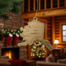 Load image into Gallery viewer, Ornament - CUSTOM - Alaska State with Cities