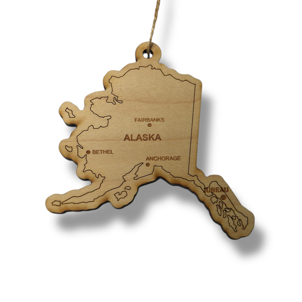 Ornament - CUSTOM - Alaska State with Cities
