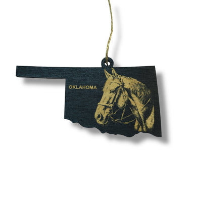 Ornament - Black - Oklahoma with Horse