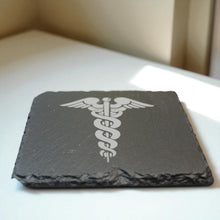 Load image into Gallery viewer, Coaster - Slate - Pharmaceutical Caduceus Hermes - SET OF 2