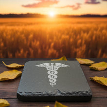 Load image into Gallery viewer, Coaster - Slate - Pharmaceutical Caduceus Hermes - SET OF 2