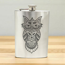 Load image into Gallery viewer, 8oz Celtic Owl Stainless Steel Flask