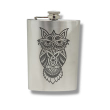 Load image into Gallery viewer, 8oz Celtic Owl Stainless Steel Flask