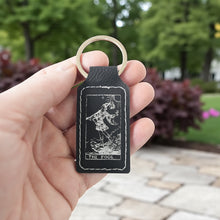 Load image into Gallery viewer, Keychain - Rectangle - The Fool Tarot Card - Leather