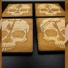Load image into Gallery viewer, Lineman Skulls Coaster Set of 4 Raw Wood