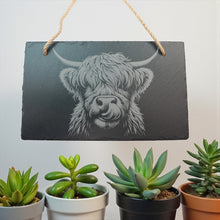 Load image into Gallery viewer, Sign - Slate - Highland Cow - 12x7in