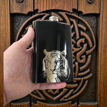 Load image into Gallery viewer, 8oz Black - Tiger - Black Flask