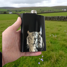 Load image into Gallery viewer, 8oz Black - Tiger - Black Flask