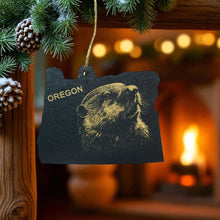 Load image into Gallery viewer, Ornament - Black - Oregon with Beaver