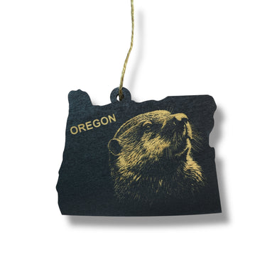Ornament - Black - Oregon with Beaver