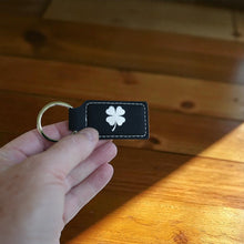 Load image into Gallery viewer, Keychain - Rectangle - 4 Leaf Clover - Leather - Irish