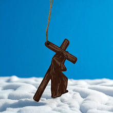 Load image into Gallery viewer, Jesus carrying cross - Cedar Ornament