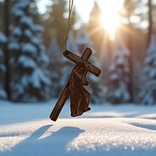 Load image into Gallery viewer, Jesus carrying cross - Cedar Ornament