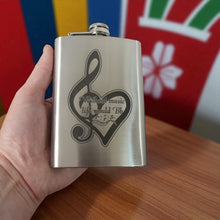 Load image into Gallery viewer, 8oz Without Music Life would be Flat Stainless Steel Flask