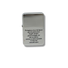 Load image into Gallery viewer, Lighter The Happiness of your life Marcus Aurelius CHROME