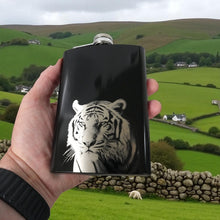 Load image into Gallery viewer, 8oz Black - Tiger - Black Flask