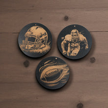 Load image into Gallery viewer, Ornament - Black - Football SET of 3