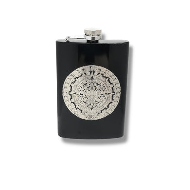 8oz BLACK Mayan Calendar Flask