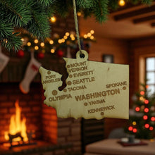 Load image into Gallery viewer, Ornament - CUSTOM - Washington State with Cities