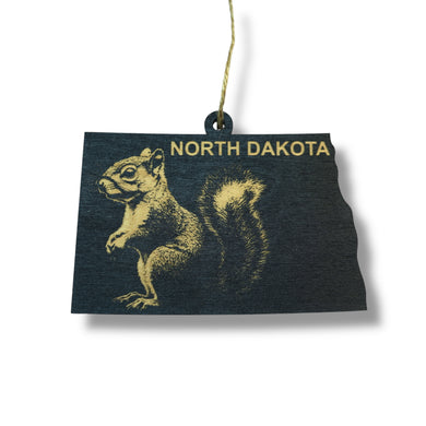 Ornament - Black - North Dakota with Squirrel