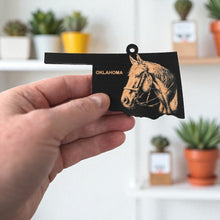 Load image into Gallery viewer, Ornament - Black - Oklahoma with Horse