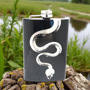 8oz Snake Black Flask