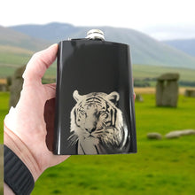 Load image into Gallery viewer, 8oz Black - Tiger - Black Flask