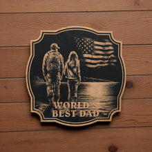 Load image into Gallery viewer, Sign - Black - Worlds best dad with girl and dad
