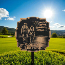 Load image into Gallery viewer, Sign - Black - Worlds best dad with girl and dad