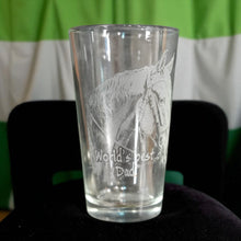 Load image into Gallery viewer, 16oz Beer Mug - Worlds best Dad with Horse